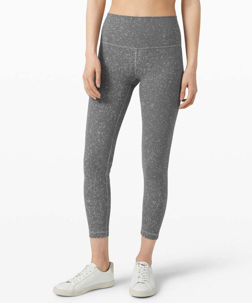 Lululemon Wunder Under High-Rise Spray 25" Size 8 Asphalt Grey Leggings - Stain!